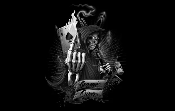 Picture reaper, skeleton, miscellaneous, playing cards