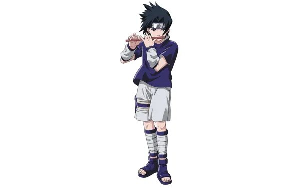 Minimalism, boy, white background, flute, Naruto, Naruto, Sasuke Uchiha