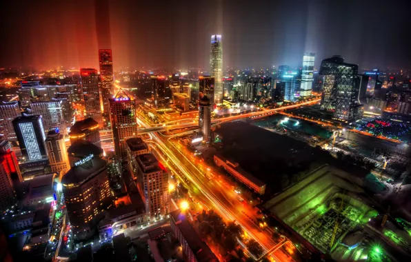 Night, the city, China, skyscrapers, megapolis, Beijing, beijing