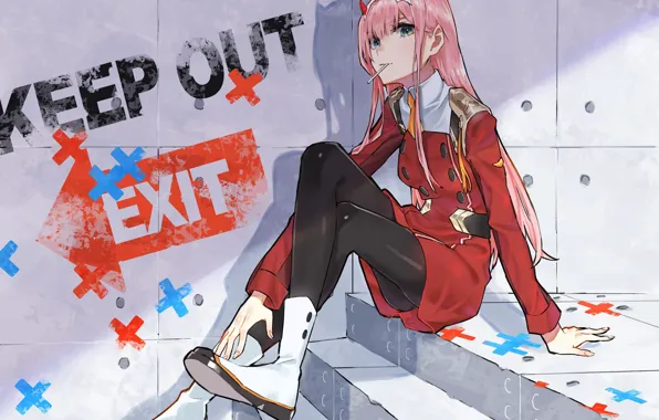 Girl, graffiti, anime, art, ladder, 002, Darling In The Frankxx, Cute in France