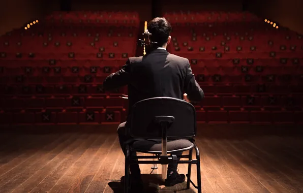 People, cello, hall