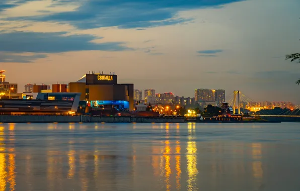 The city, the evening, promenade, Krasnoyarsk, Enisey