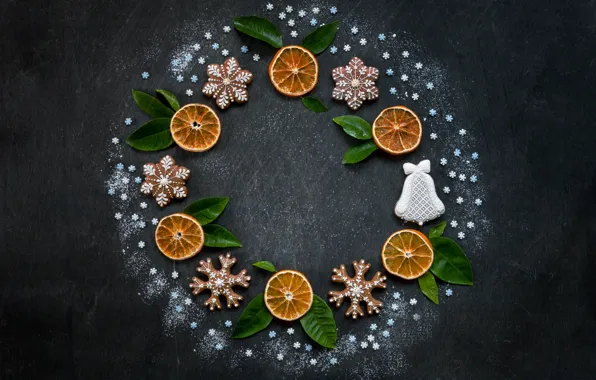 Orange, cookies, powdered sugar, Ellygri