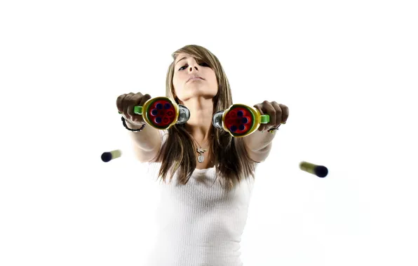 Picture girl, weapons, background