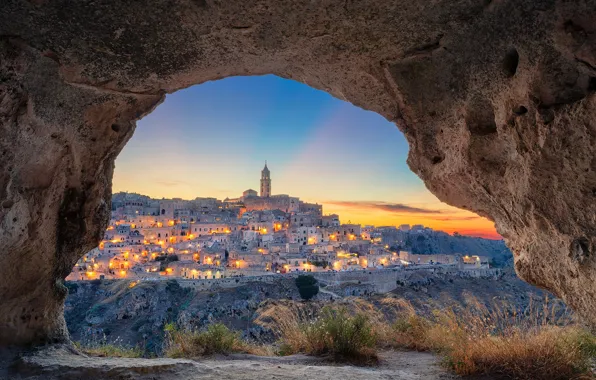 Picture sunset, view, building, home, Italy, Italy, Matera, Basilicata