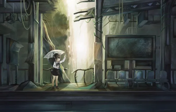Umbrella, art, girl, Virtual Youtuber