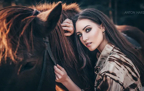 Look, girl, face, horse, horse, Maria, Anton Kharisov