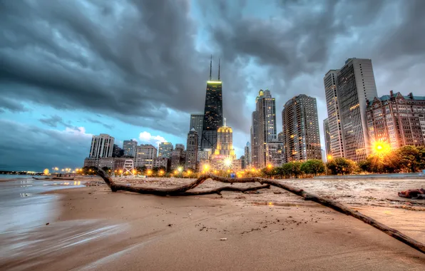 Chicago, Il, Chicago, Illinois, Beach, Skyline, usa