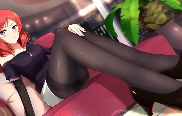 Maki, shoes, stockings, pantyhose, Chan, love live, waifu