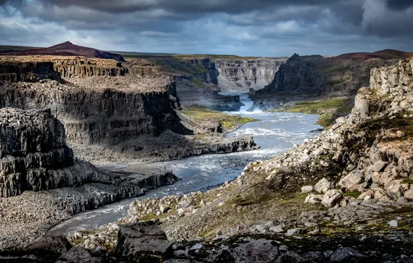 River, canyon, Iceland, Jökulsárgljúfur canyon