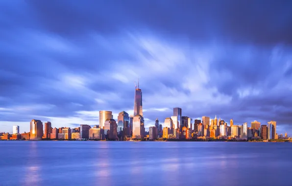 Picture clouds, sunset, clouds, home, New York, skyscrapers