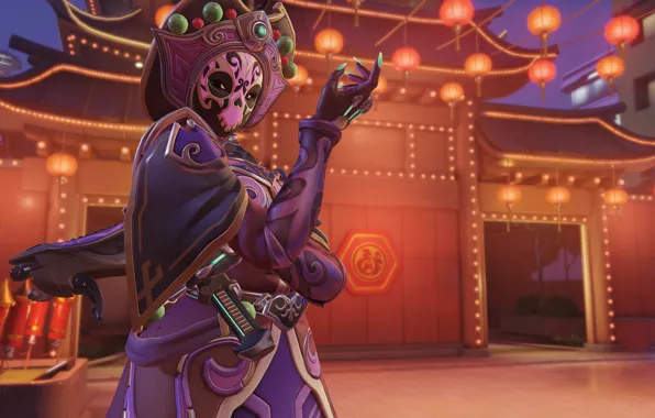 House, lanterns, Overwatch, Sombra