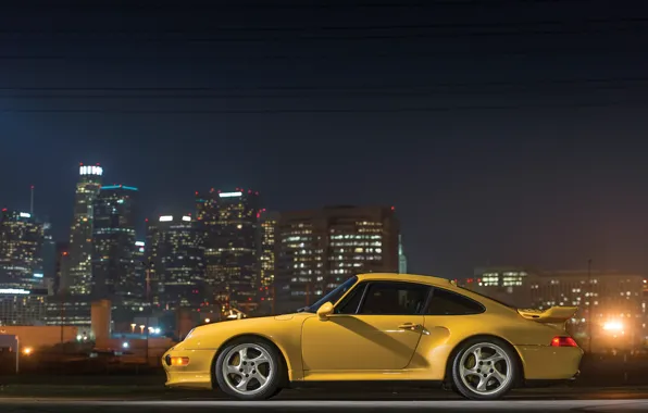 Picture car, city, lights, 911, Porsche, legend, Porsche 911 Turbo S, side view