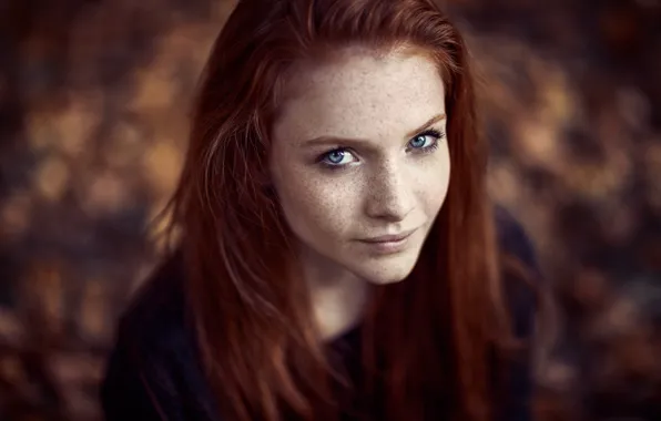 Picture look, girl, face, model, portrait, makeup, hairstyle, freckles