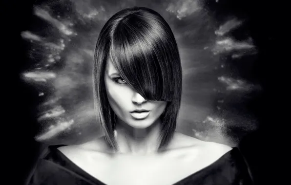 Picture portrait, hairstyle, Kare, bangs, Aura