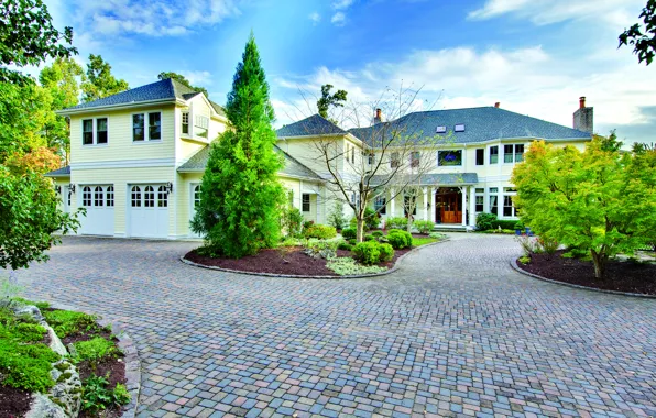 House, Villa, yard, architecture, exterior