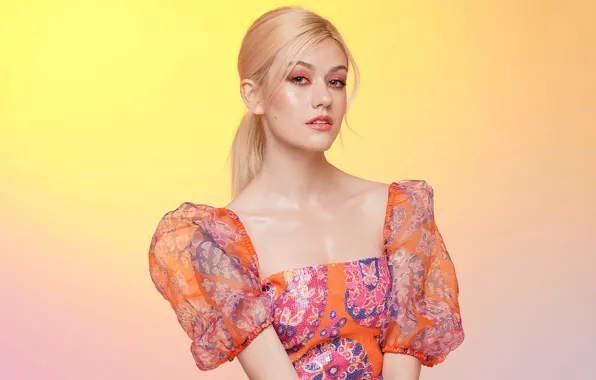 Picture look, girl, face, makeup, actress, blonde, beautiful, Katherine McNamara