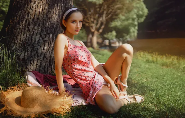 Panties, model, women, White Panties, spread legs, looking at viewer, Sergey Tretekov