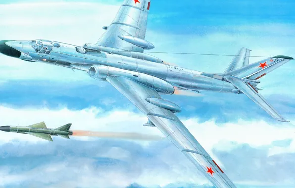 Picture the plane, rocket, bomber, BBC, Soviet, Tu-16, heavy twin-engine jet multipurpose