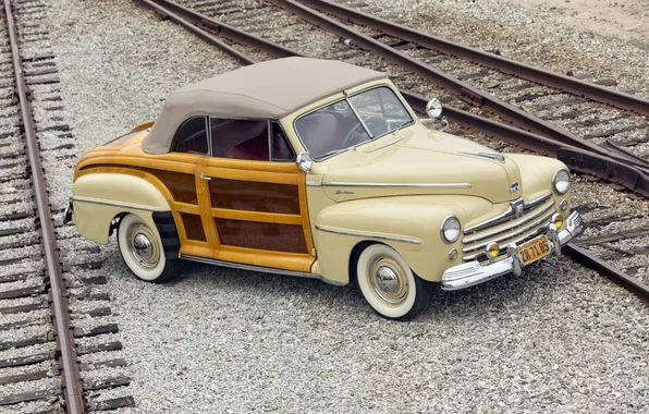 Retro, rails, Ford, Ford, sleepers, the front, 1947, Convertible