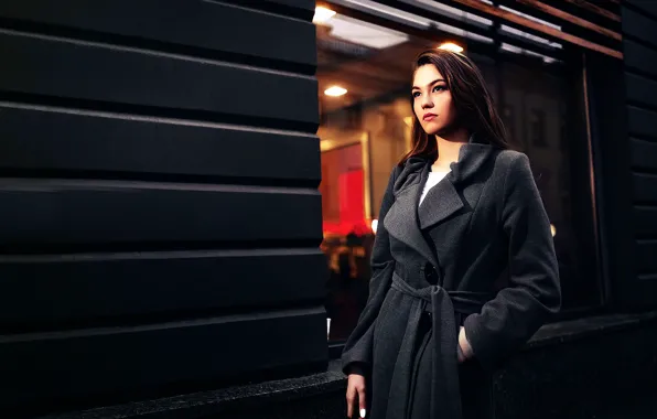 The city, makeup, coat, Lena