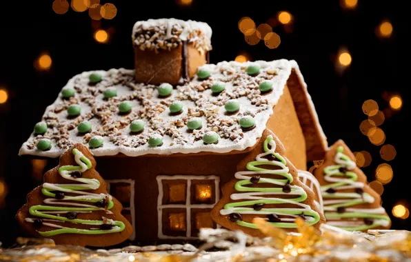 New year, cookies, treats, gingerbread houses