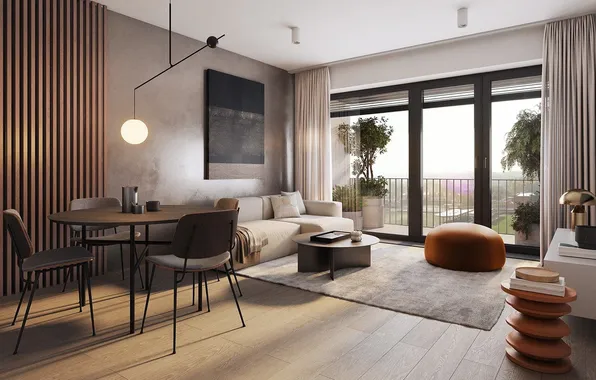 Design, style, interior, plants, balcony, sofa, living room, dining room
