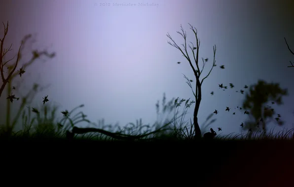 Grass, trees, animal, bird, Wallpaper, the game, dark, hare