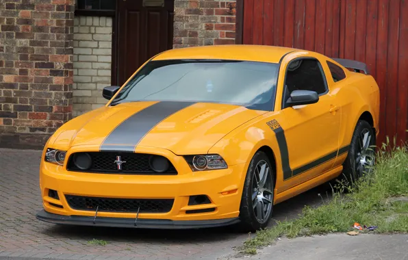 Mustang, ford, yellow, 302, boss