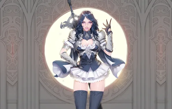 Girl, fantasy, sexy, style, art, beautiful, figure, templar