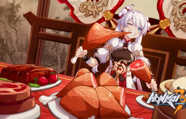 Girl, meat, Honkai Impact 3rd, Kiana Kaslana, shank
