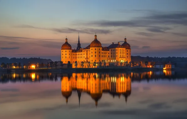 Picture water, reflection, castle, Germany, Germany, Saxony, Moritzburg, Saxony