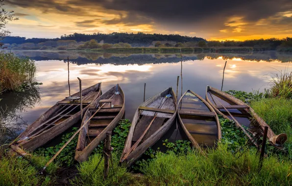 Lake, boat, calm