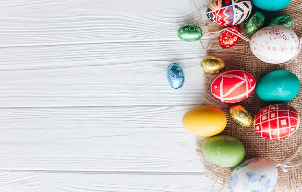 Eggs, spring, colorful, Easter, wood, spring, Easter, eggs