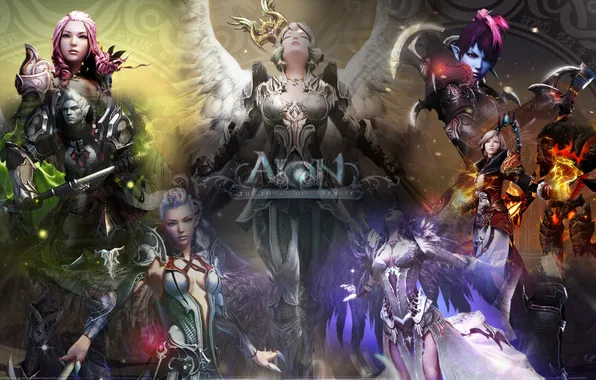 Landscape, sunset, fog, river