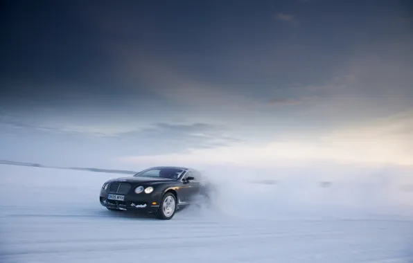 Winter, background, Bentley, Continental GT