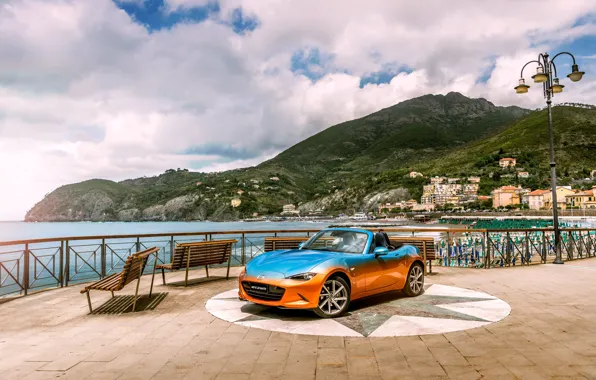 Auto, mountains, bench, the ocean, Mazda, Italy, Mazda, Italia