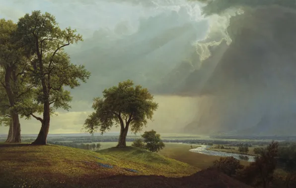 Nature, Figure, Trees, Storm, Clouds, Picture, Hills, Landscape