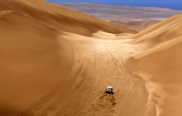Race, Sand, Auto, Yellow, Sport, Desert, Machine, Day
