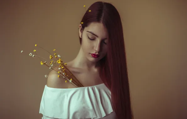 Picture girl, face, background, hair