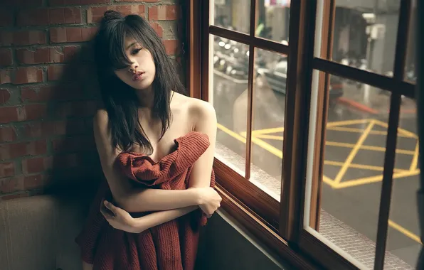 Picture look, girl, mood, window