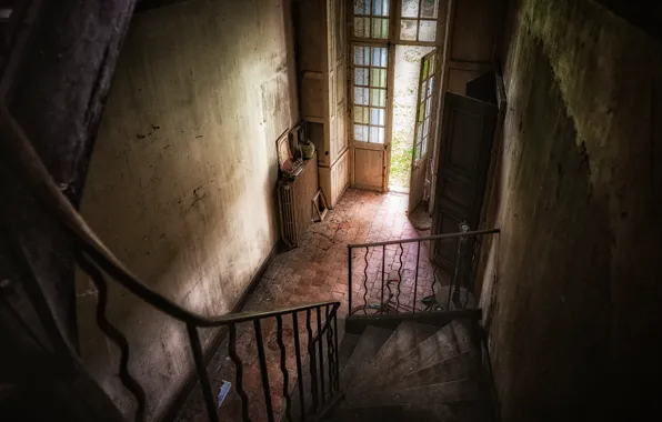 Light, old, house, wall, the descent, past, tile, interior