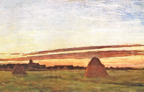 Landscape, picture, Claude Monet, Haystacks at Chailly at Sunrise
