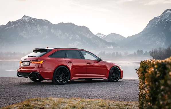 Audi, Mountains, Audi, Red, Lake, Forest, Red, Mountain