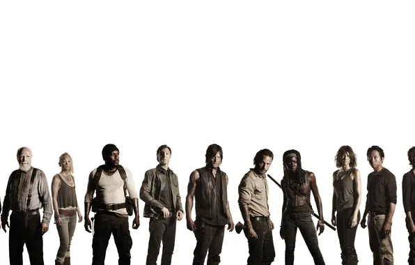 White background, horror, the series, characters, The walking dead, walking dead, tv series