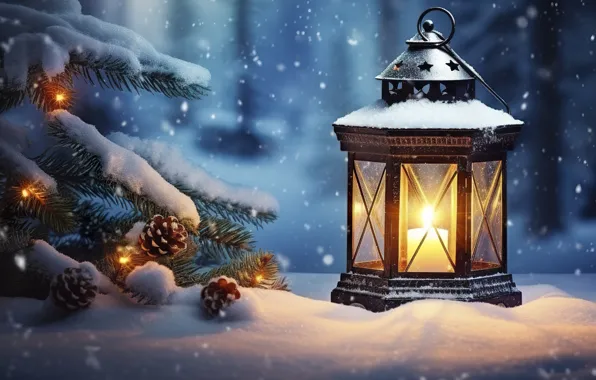 Winter, light, snow, night, nature, candle, Christmas, flashlight