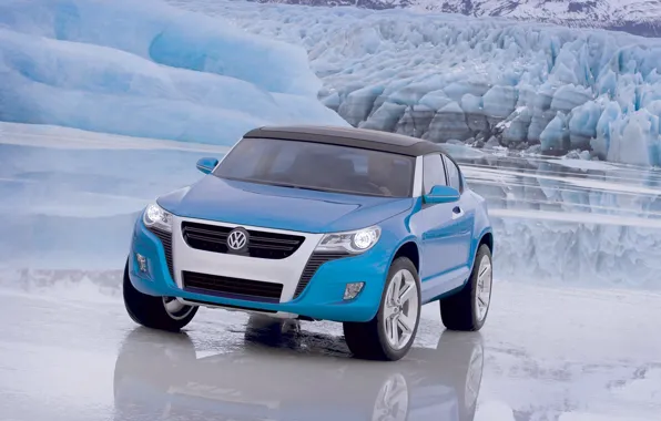 Mountains, ice, Volkswagen, Concept A