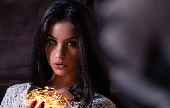 Picture look, girl, lights, pose, model, brunette, Marco Squassina