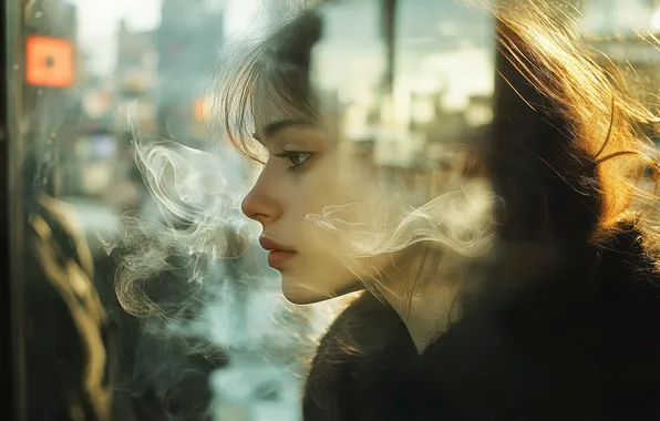 Look, glass, girl, the city, pose, glare, street, portrait