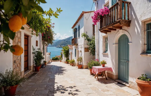 Sea, beach, summer, stay, street, summer, house, holidays